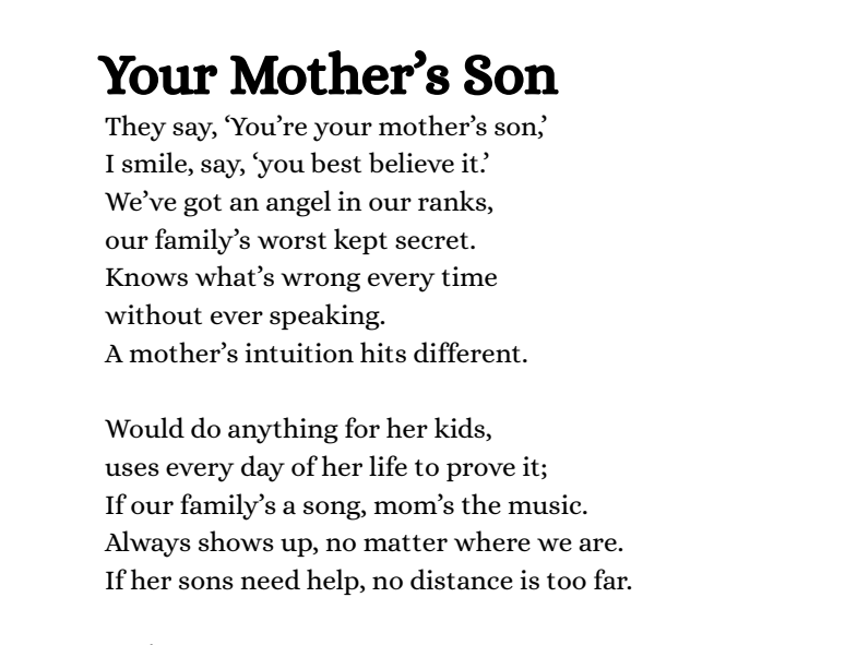 Your Mother's Son poem (Downloadable PDF)