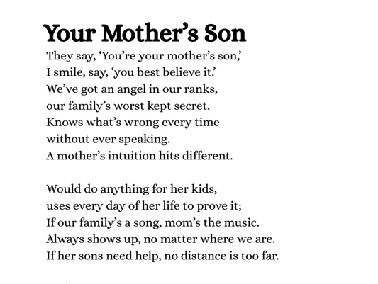 Your Mother's Son poem (Downloadable PDF)