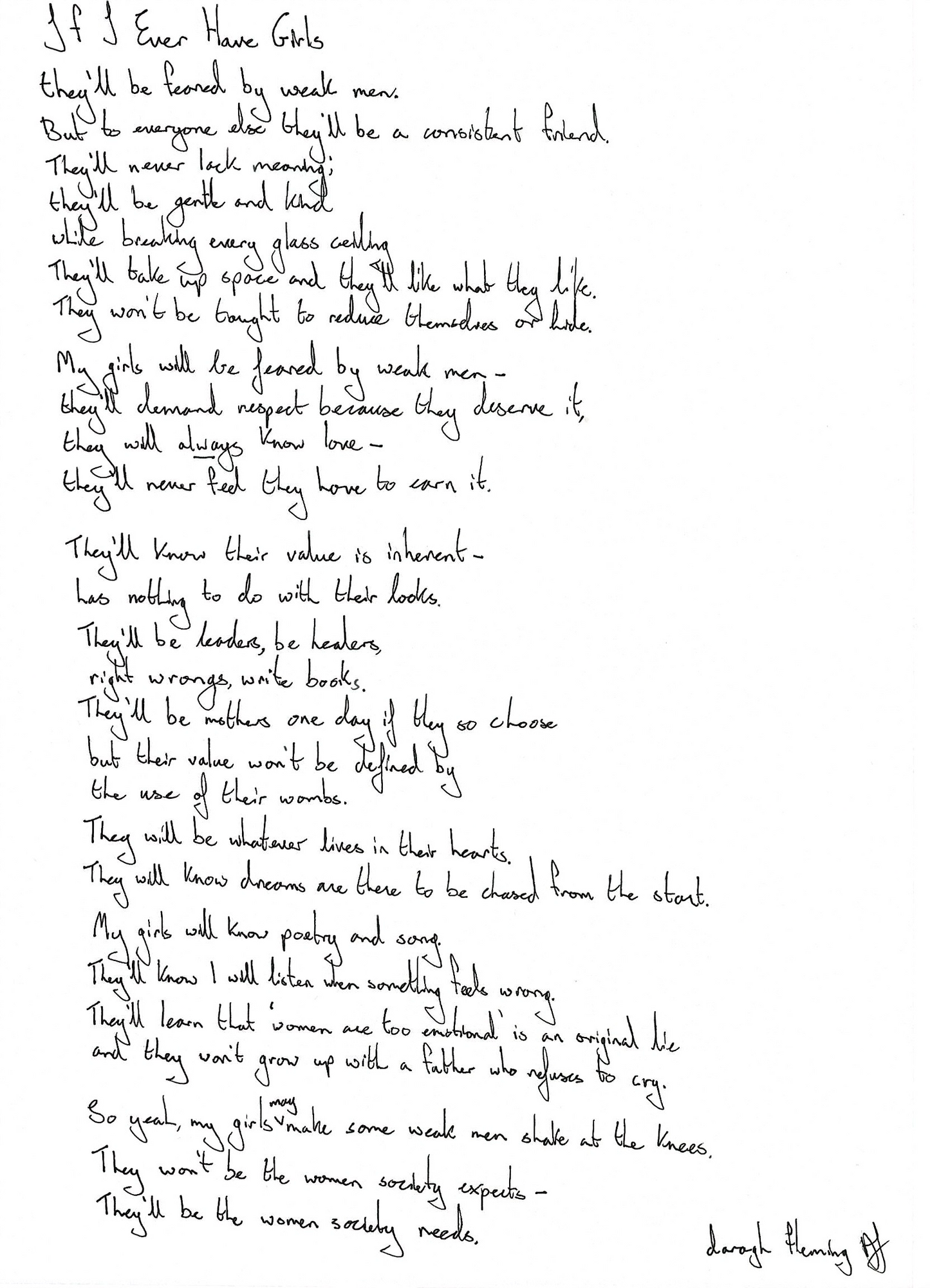 If I Ever Have Girls (Handwritten) (Downloadable PDF)